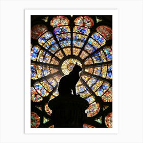 Cat In Stained Glass Window 16 Art Print