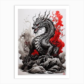 Dragon Ink Painting Art Print