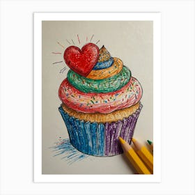 Cupcake Drawing 1 Art Print