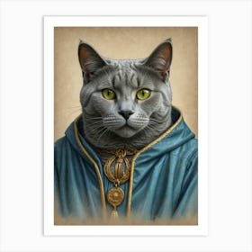 Cat In A Robe 1 Art Print