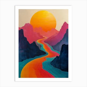 Sunset Over The River Art Print