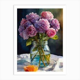 Peonies In A Vase 1 Art Print