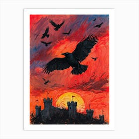 Crows At Sunset 4 Art Print