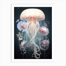 Sea Nettle Jellyfish Neon Illustration 7 Art Print