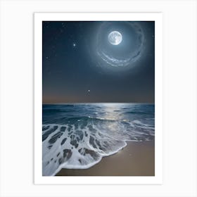 Full Moon Over The Ocean 6 Art Print