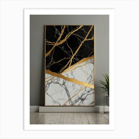 Gold And Black Marble Wall Art Art Print