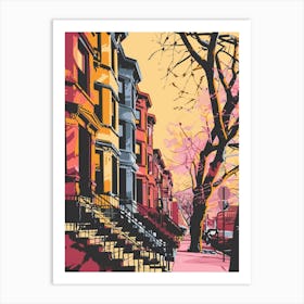 Park Slope New York Colourful Silkscreen Illustration 3 Art Print