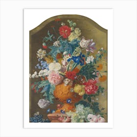 Flowers In A Terracotta Vase, Jan van Huysum Art Print