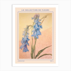 Larkspur 2 French Flower Botanical Poster Art Print