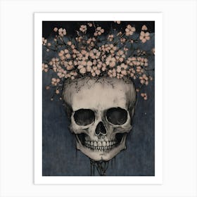 Skull With Flowers Art Print