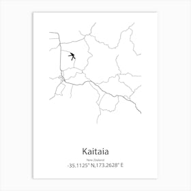 Kaitaia,New Zealand Minimalist Map Art Print