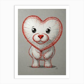 Heart Shaped Teddy Bear Art Print