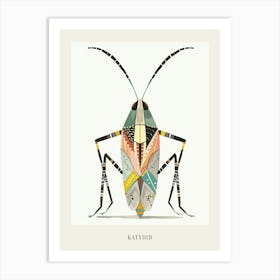 Colourful Insect Illustration Katydid 16 Poster Art Print