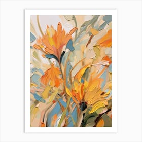 Fall Flower Painting Calendula 1 Art Print