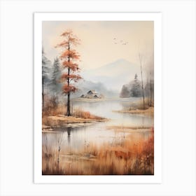 Lake In The Woods In Autumn, Painting 20 Art Print