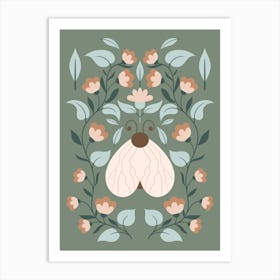 Butterfly and Flowers Poster Art Print