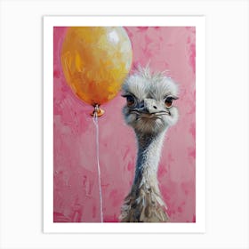 Cute Ostrich 2 With Balloon Art Print