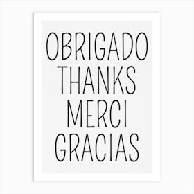 Thanks Merci Gracias 1 Art Print