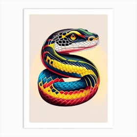 African Rock Python Snake Tattoo Style Art Print