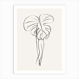 Line Art Woman Body And Leaf 1 Art Print