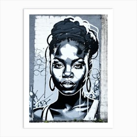 Graffiti Mural Of Beautiful Black Woman 201 Art Print