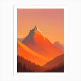 Misty Mountains Vertical Composition In Orange Tone 119 Art Print