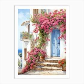 Amalfi, Italy   Mediterranean Doors Watercolour Painting 4 Art Print
