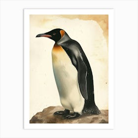Adlie Penguin Zavodovski Island Vintage Botanical Painting 3 Art Print