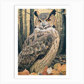 Verreauxs Eagle Owl Relief Illustration 1 Art Print