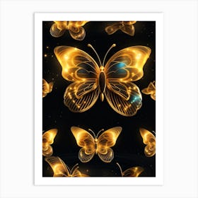 Golden Butterflies 15 Art Print