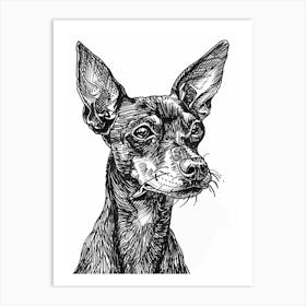 Pinscher Dog Line Sketch 1 Art Print