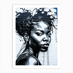 Graffiti Mural Of Beautiful Black Woman 229 Art Print