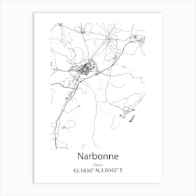 Narbonne,France Minimalist Map Art Print