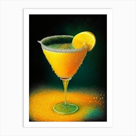 Mango Margarita Pointillism Cocktail Poster Art Print