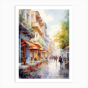 Istanbul Turkey In Autumn Fall, Watercolour 1 Art Print