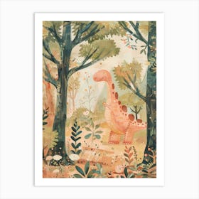 Dinosaur In The Trees Storybook Style Painting 2 Art Print
