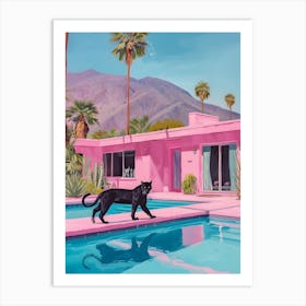 Black Cat In Palm Springs Art Print