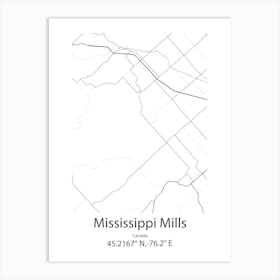 Mississippi Mills,Canada Minimalist Map Art Print