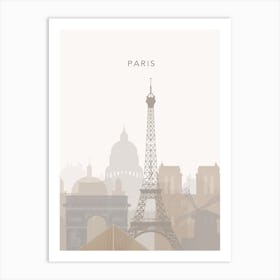 Beige Paris Skyline Art Print