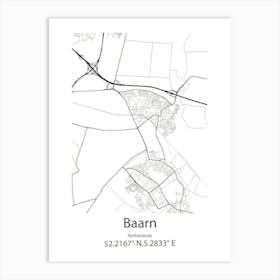 Baarn,Netherlands Minimalist Map Art Print