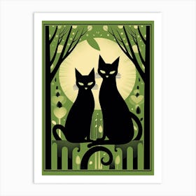 The Lovers, Black Cat Tarot Card 0 Art Print