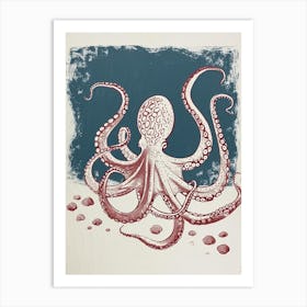Octopus On The Ocean Floor With Rocks 2 Art Print
