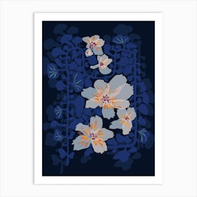 Orchids Shadow Blue Notes Art Print