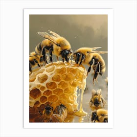 Andrena Bee Realism Illustration 16 Art Print