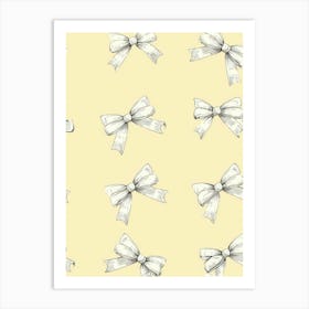 Yellow Coquette Bows 3 Pattern Art Print