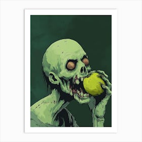 Scary Zombie Eating An Apple 10 Art Print