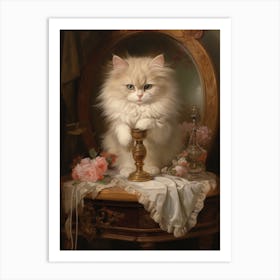 Cat At A Vanity Table Rococo Style 4 Art Print