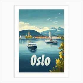 Aihrgdesign A Mid Century Modern Travel Poster For Oslo 2 Art Print