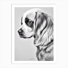 Sussex Spaniel B&W Pencil Dog Art Print