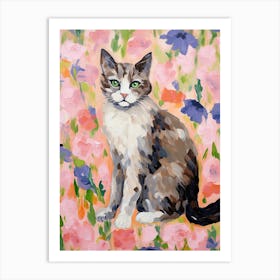 A Munchkin Cat Painting, Impressionist Painting 4 Art Print